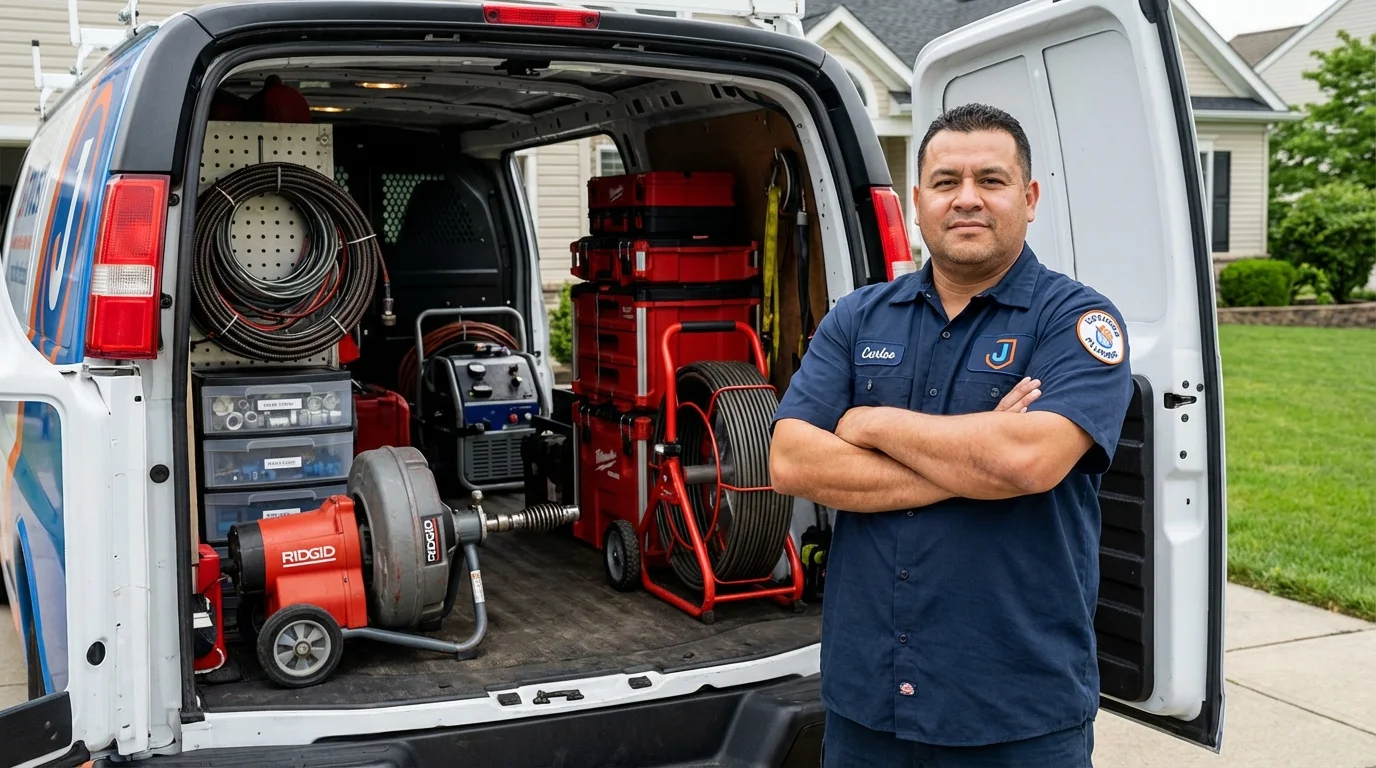 Professional drain cleaning equipment and Johns Plumbing LLC plumber in South Dennis