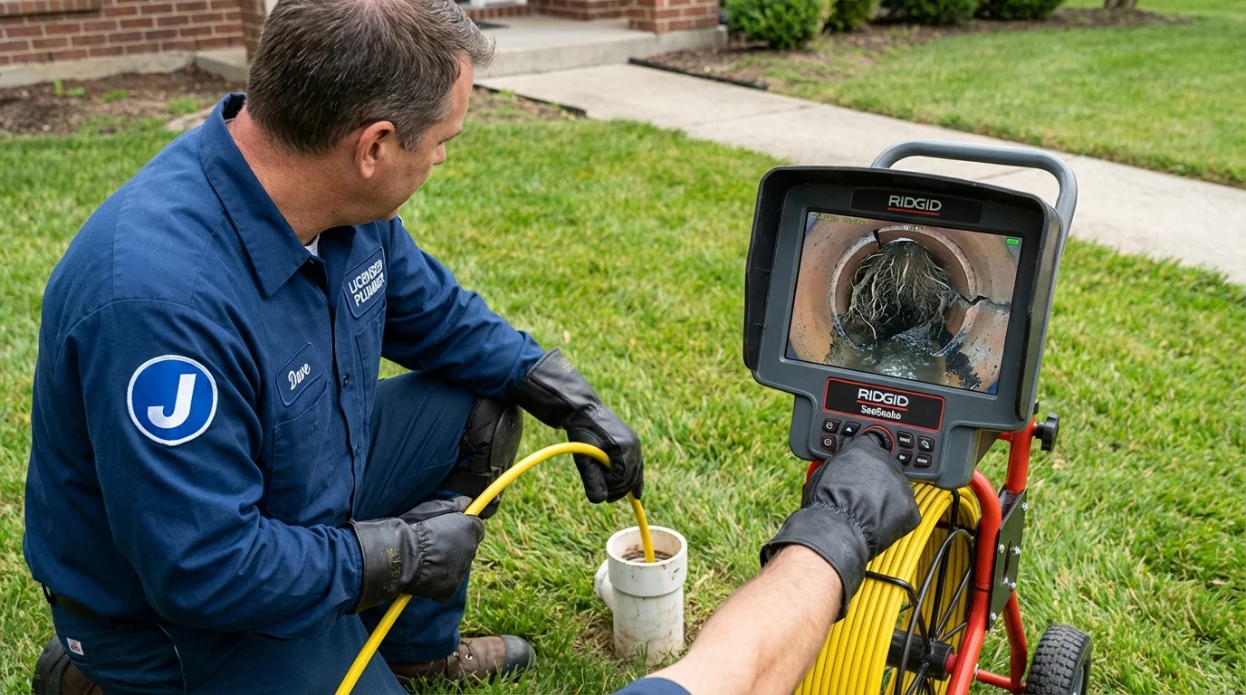 Sewer camera inspection being performed by Johns Plumbing LLC in South Dennis